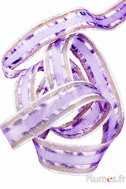 Satijnen lint - breedte 40 mm - violet-bruin-zilver  